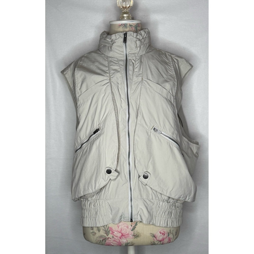 FP Movement Fast Lane Vest Ivory Full Zip Mesh Back Women's Size L Free People